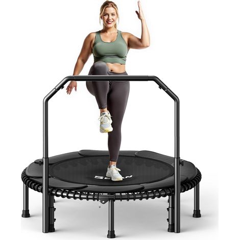 BCAN Rebounder-Trampolin für Erwachsene, 102/122 cm, 204/250 kg Belastbarkeit, mit Bungee-Seilen, verstellbarem Griff, stabil, leise, für drinnen und draußen, Ganzkörpertraining, Entspannung zu Hause