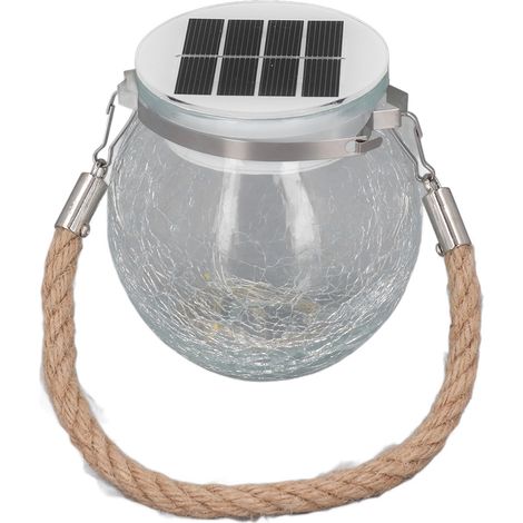 Lampes solaires suspendues d'extérieur, boules en verre craquelé à lumière chaude, étanches IP65, globes décoratifs lumineux (1/5)