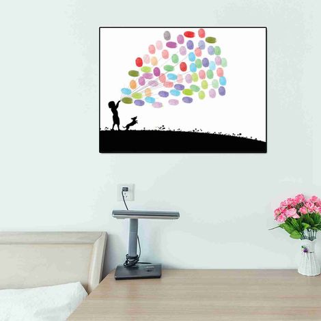 Fingerabdruckbaum zum Selbermachen für Hochzeiten, Gästesignaturbaum, Heimdekoration, 30 x 40 cm große Leinwand aus Kunstfaser + Stempel, 2-teiliges Kinderset (1/5)
