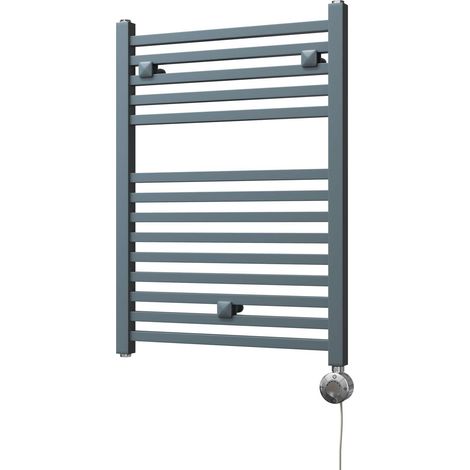 Todi - Anthracite Electric Towel Rail H690mm x W500mm Straight 300w Thermostatic (1/3)