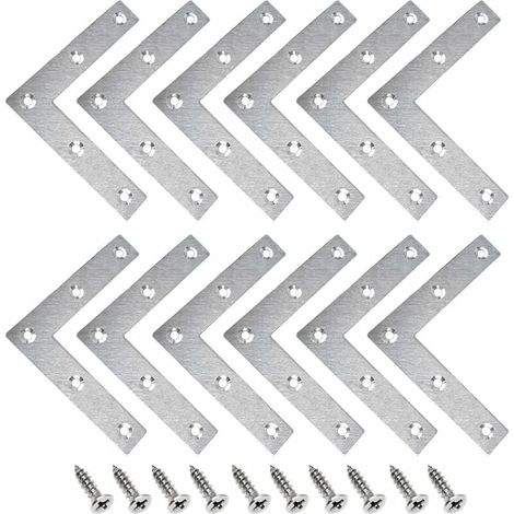 royaluxe - Equerre Metal Plate 15 Pièces Acier Inoxydable Droit Angle de Fixation Forme L en Angle Acier Inoxydable Plats Droits Support Acier Inoxydable Connecteur D'angle Plaque Perforée, 80 80MM (1/5)