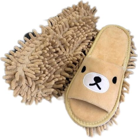 Brun Pantoufles Nettoyage Sol Mop Chaussons Du Couvre Chaussures Microfibre Amovibles En Micro (1/3)