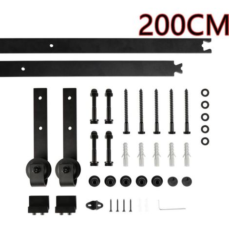 Skecten 6.6FT/200CM Herraje para Puerta Corredera, Puertas Corredera Carril, Negro (1/5)