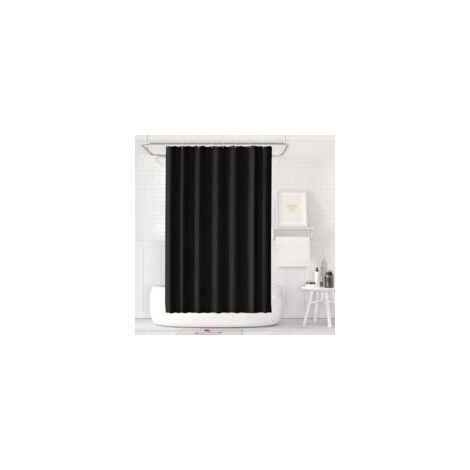 Schimmelresistenter Duschvorhang aus dickem Polyester, 120 x 200 cm, wasserdicht, mit Ösen und Haken, schwarz - Crezuo