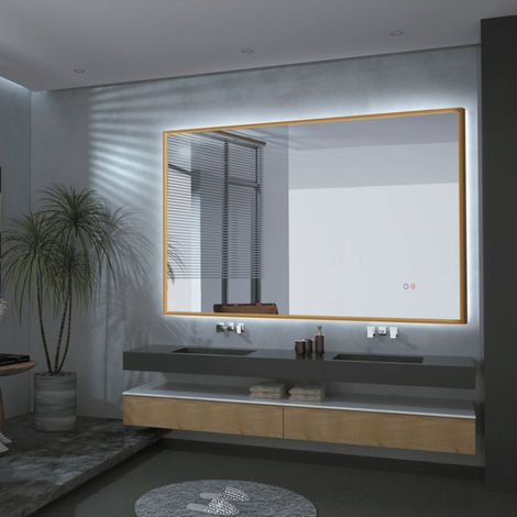 LEDIMEX- Espejo Baño 140X80cm con Led y Antivaho Oro