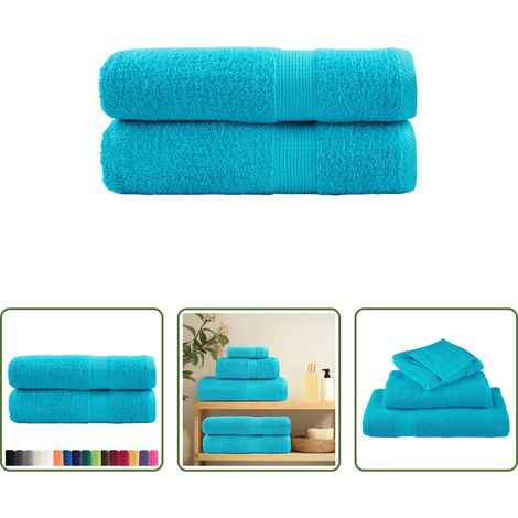 vidaXL Duschhandtuch - Premium-Duschtücher SOLUND 2 Stk. Türkis 70x140 cm 600 g/m² (1/5)