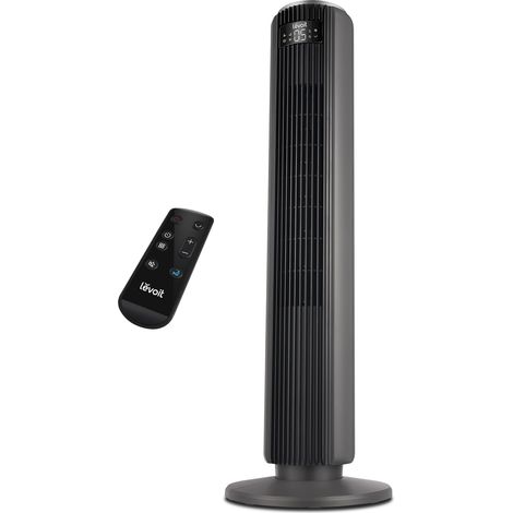 LEVOIT Ventilatore a Torre con Telecomando 92CM, Serie Classica 92 cm, Ventola di Raffreddamento Silenziosa 23 dB, 3 Modalità, 5 Velocità, Oscillazione 90° Timer 12H, Display LED, Grigio Elegante