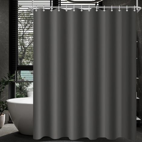 Duschvorhang Dunkelgrau 200x200cm Antischimmel Wasserdicht Polyester 12 Ringe (1/5)