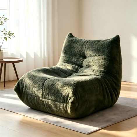 Pouf-Poire Chenille ,Pouf Poire Adulte,auteuil Sol Cheminée,Mousse Mémoire Forme, Salon Chambre Bureau- 94x101x71cm -Vert