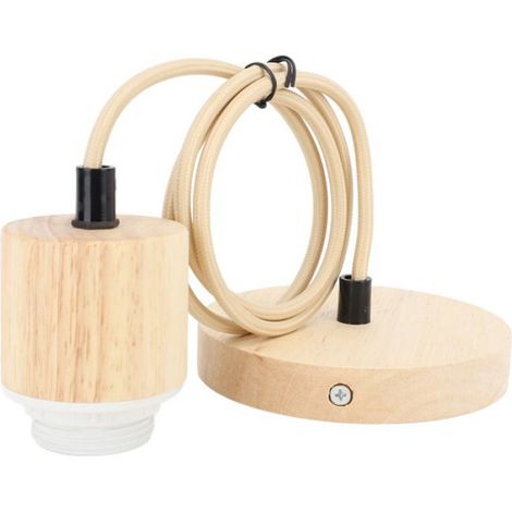 Porte-Ampoule Pendentif - Bois De Bouleau Et ABS - Compatible E27 E26 - Pour Intérieur - 1 Pièce (1/4)