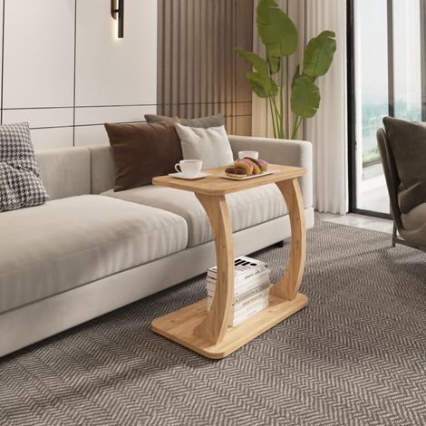 Beistelltisch Stattela C-förmig 59x35x56 cm Holzoptik [en.casa]