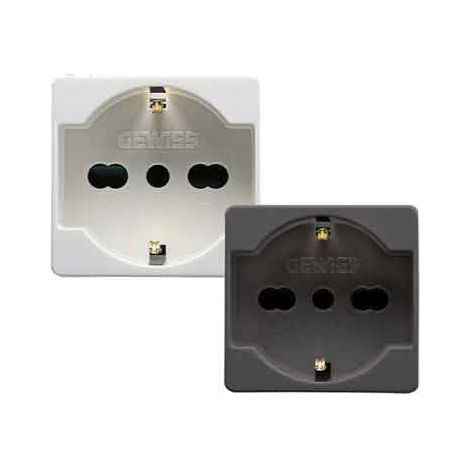 Presa Italiana Tedesca System 10 e 16 A 250V 2P con T Gewiss Bianco (1/3)