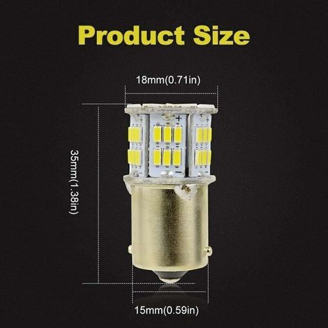 Ampoules LED 1156 BA15S P21W (2 pièces) – 54 SMD 3014, blanc froid 6500 K, pour feu arrière, clignotant et feu de recul, 12 V