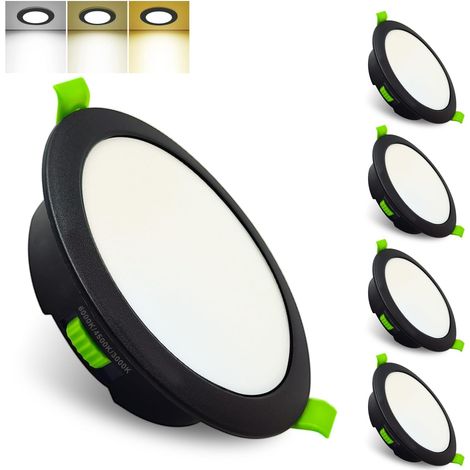 LED 7W Encastré Spot Salle de Bain IP44, Lot de 5 Downlight 3000K 600LM puces de haute qualité Aluminium Moulé Sous Pression, Découpe 88mm (1/5)