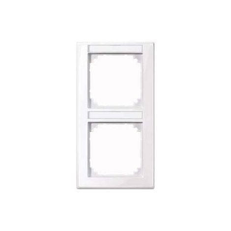 MERTEN 470225 TELAIO M-SMART, 2 SCOMPARTI CON PORTA ETICHETTE, SENKR. SUPPORTO, COLORE: BIANCO LUCIDO