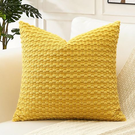 1 Housse de Coussin, Velours Côtelé, Fermeture Invisible, Décoratif Géométrique, Salon Chambre (1/5)