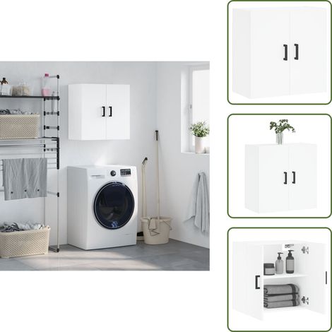 Armoire murale blanc 60x31x60 cm bois d'ingénierie - Armoire Murale - Meuble Mural - Rangement Mural - Placard Suspendu - Étagère Murale (1/5)