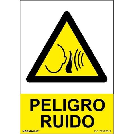 Señal con tintas UV Peligro de ruido SEKURECO                         100 x 150 mm                          ADHESIVOS DE VINILO (1/2)