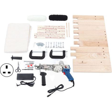 Pistolet à touffeter 360° avec poignée réglable, ciseaux, toile à tapis pour tapis DIY et tapisseries, 100-240V fiche UK (1/5)