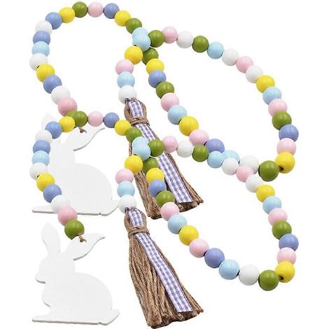 Guirlande de perles en bois pour Pâques, 10 pièces, décoration de style champêtre (1/5)