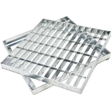 Griglia pedonabile in acciaio zincato con telaio a forma quadra -20 x 20 cm