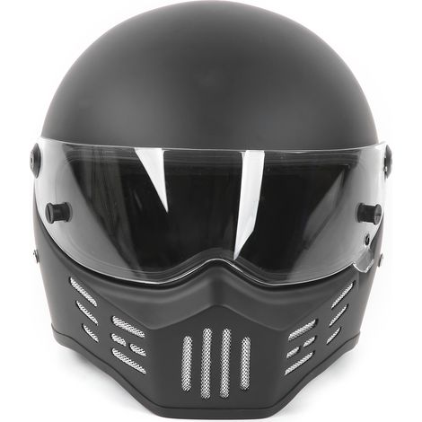 Casque intégral de moto à double visière relevable, noir mat, en fibre de verre, pour quad, motocross et dirt bike. (1/5)