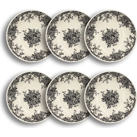 Lot de 6 assiettes creuses en grès 20,5cm, FLORALI (1/4)