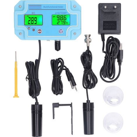 Testeur numérique LED de qualité d'eau pour aquarium - Analyseur de température, pH, EC, détecteur, prise UE 230-240V (1/5)