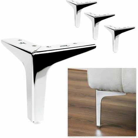 Tigrezy 4 PCS Pieds de Meubles en Métal,15cm Pieds de Meubles Triangulaires pour Meuble Canapé Table Basse Meuble TV et Autres Pieds de Meubles (1/5)