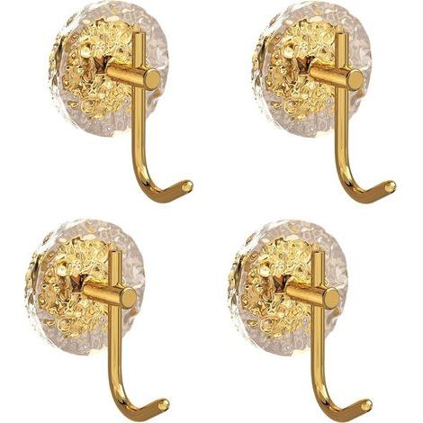 4 Pièces Porte Serviette Or Crochet Autocollant En Acrylique Crochet Adhésif Mural De Salle De Bains Porte Manteau Mural Salle de Bain Cuisine Hooks (3.35 Pouces) (1/5)