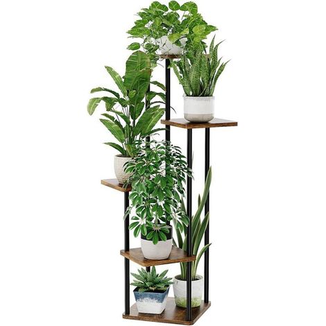 5-Tier Metal Indoor Plant Stand for Multiple Plants, Plant Stand and Plant Holder for Garden, Living Room and Bedroom (Brown). (1/4)