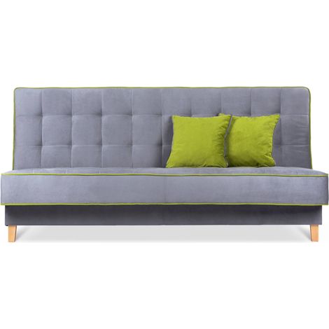 KONSIMO DOZER Schlafsofa 3 Sitzer, grau / grün (1/5)