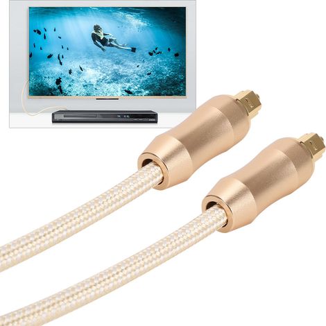 Câble Optique Audio Numérique Doré 5.1 pour Home Cinéma TV Son Surround 3 mètres