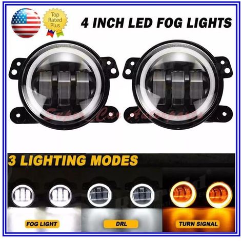 Fari fendinebbia DRL a LED rotondi da 4 pollici con effetto Angel Eyes per Jeep Wrangler JK LJ JT