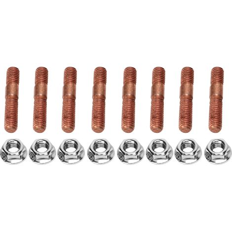 Kit de 8 goujons de turbo M8 filetés 1,25 (8 mm) en alliage métallique haute pression résistant à la pression, pour collecteur d'échappement.