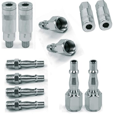 12 PCS Connecteur à dégagement rapide, adaptateur de raccords de tuyaux de conduite d'air, filetage BSP 1/4 " (1/5)