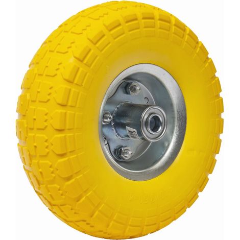 Werka Pro – Roue increvable jaune 260 x 85 mm – Axe déporté – Alésage 16mm – Jante en acier galvanisé – Pneu en caoutchouc durable