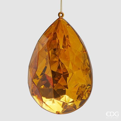 EDG Enzo De Gasperi Decoro Diamante Goccia di Natale da Appendere D 23 Cm L 16 Cm L 10 Cm Pp Gold