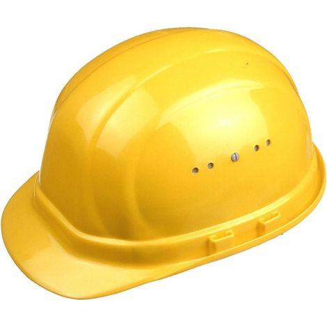Schutzhelm Bauarbeiterhelm mit Belüftung gelb stufenlos verstellbar