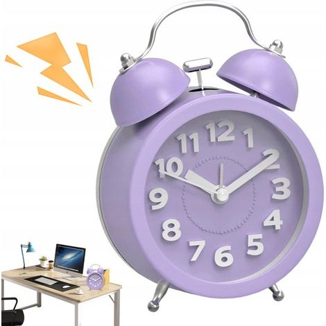 3-Zoll-3D-Digitalwecker aus Metall mit violettem Zifferblatt, Nachtlicht und Hintergrundbeleuchtung, gut lesbarem 3D-Zifferblatt und geräuschlosem, tickfreiem Betrieb. (1/5)