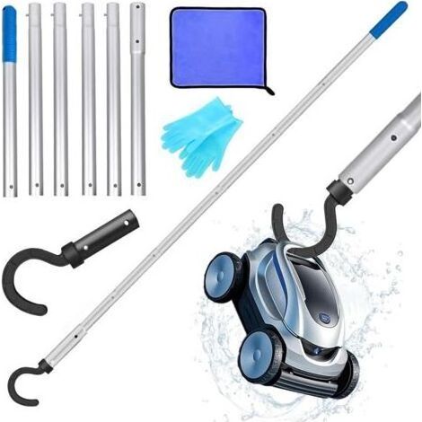 Poolroboter-Haken, Zubehörhaken für Poolroboter, mit 2,1 m langem Teleskop-Poolrohr, Haken für Poolreinigungsroboter, passend für alle Poolroboter (1/4)