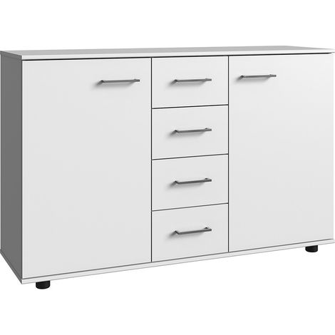 Commode combinée, meuble de rangement coloris Blanc - Longueur 130 x Hauteur 83 x Profondeur 41 cm (1/3)