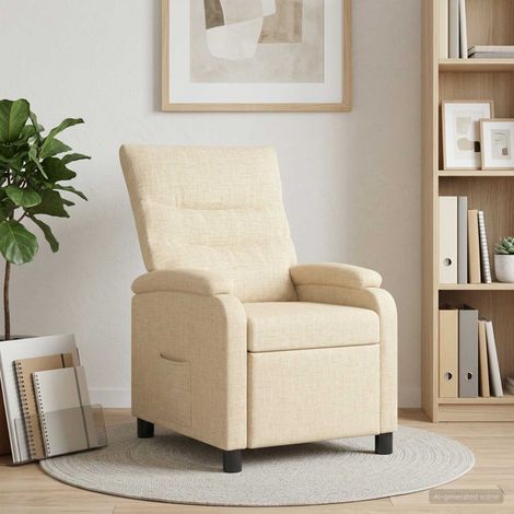 vidaXL Recliner Crema Tela (1/5)