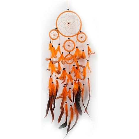 Attrape Rêves Fait Main - Anneau En Fer Et Plumes Naturelles - Décoration Murale Pour Maison Et Voiture - 1 Pièce