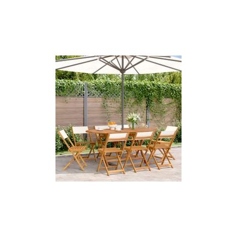 Chaises de jardin pliantes lot de 8 tissu et bois massif (1/5)