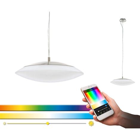 EGLO 33227 Suspension Crosslink FRATTINA-C nickel-mat H:150cm Ø:43,5cm dimmable 2700-6500K avec fonction Connect
