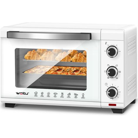 Woltu – Four électrique 32L – 1600W – Minuterie 60 min – Température 100-230℃ – Circulation rapide d'air chaud – Porte à double vitrage – Nettoyage facile