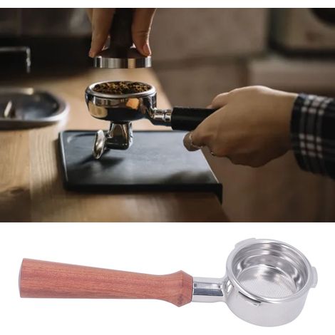 Barsetto 58 mm Kaffeebereitergriff aus Edelstahl ohne Sockel, Modell F, brasilianisches Rosenholz (1/5)