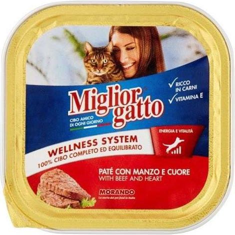 Vaschetta di patè per gatti con Manzo E Cuore Gr. 100