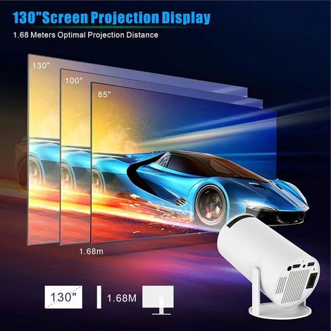 Vidéo projecteur Intelligent Mini Project avec Android 11, 4K/120 WiFi 5G et Bluetooth 5.0, Projecteur Portable Home cinéma avec Angle de 280 Degrés,Projecteur Convient pour Téléphone, PC,HDMI USB